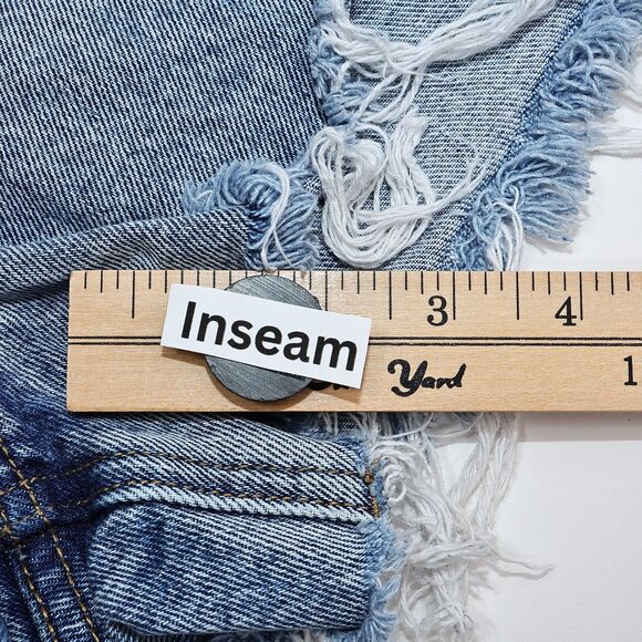 Show Me Your MuMu Shorts Womens 26 Blue Denim Distressed High Rise Frayed Hem - Picture 8 of 9